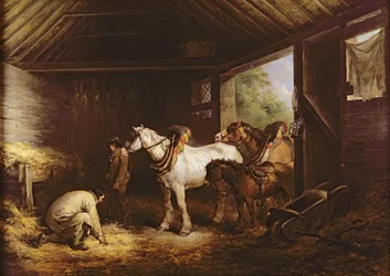 Binnen in een stal